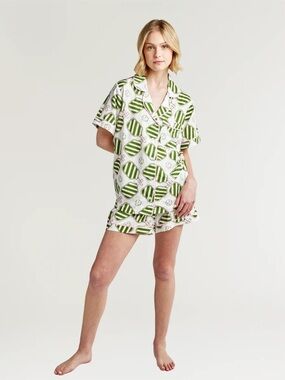 Katie Kime Women’s 2XL Sleepwear Top in Pink and Green Pickleball Print